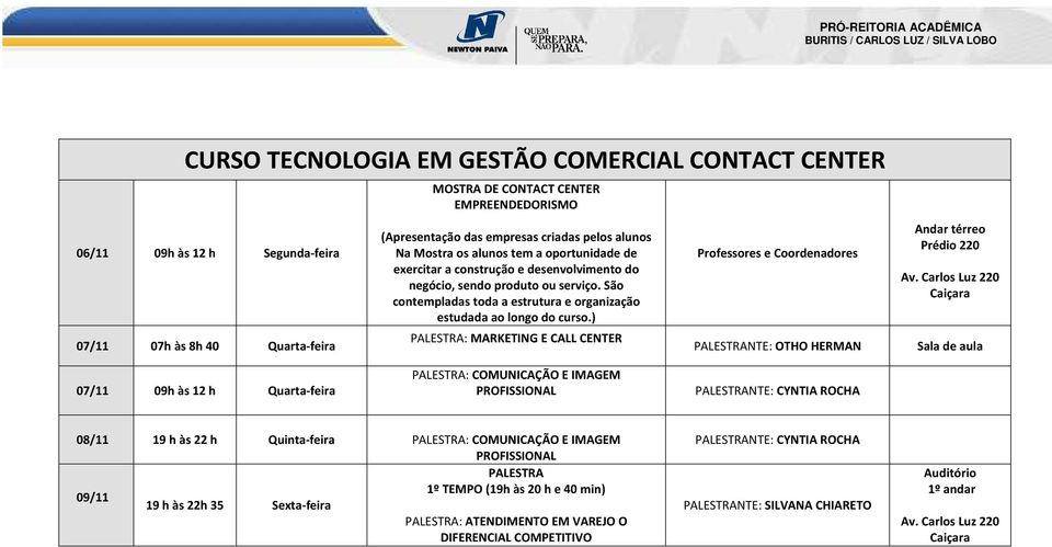 São contempladas toda a estrutura e organização estudada ao longo do curso.