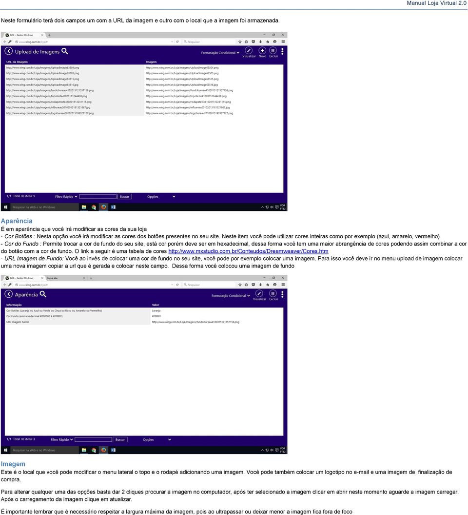 Neste item você pode utilizar cores inteiras como por exemplo (azul, amarelo, vermelho) - Cor do Fundo : Permite trocar a cor de fundo do seu site, está cor porém deve ser em hexadecimal, dessa forma