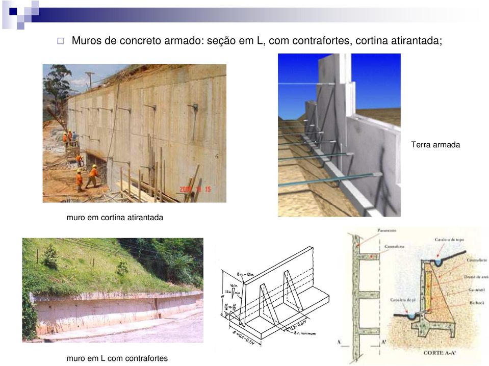 atirantada; Terra armada muro em