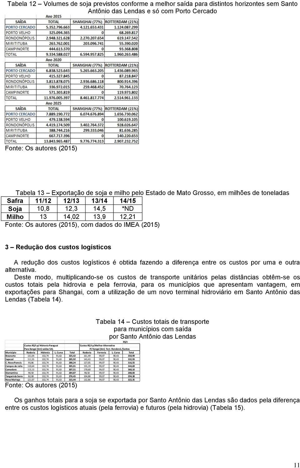 custos logísticos A redução dos custos logísticos é obtida fazendo a diferença entre os custos por uma e outra alternativa.