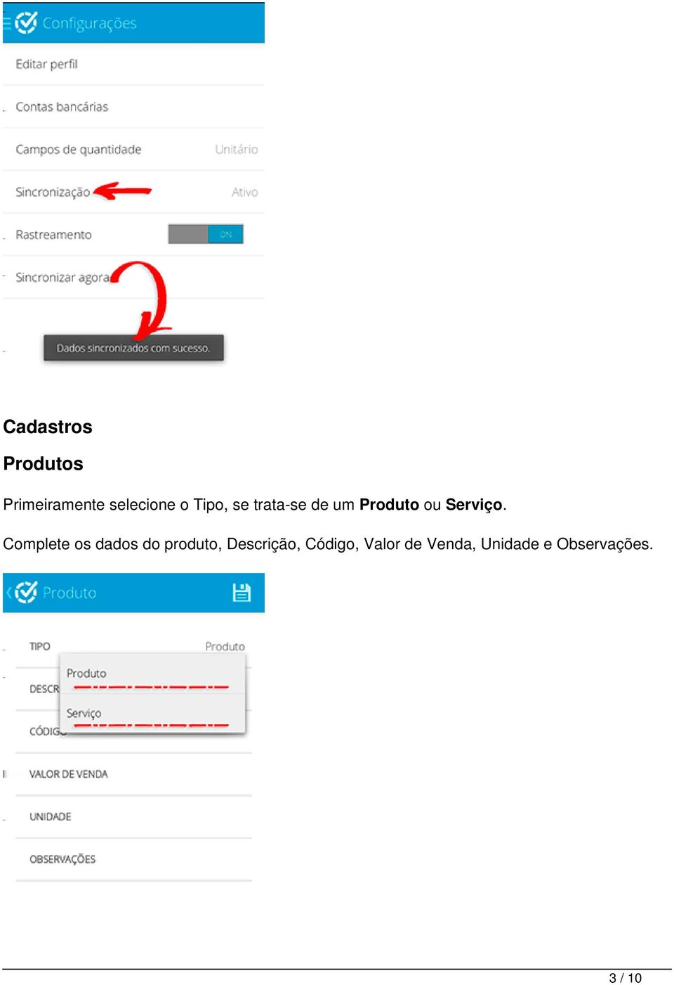 Complete os dados do produto, Descrição,