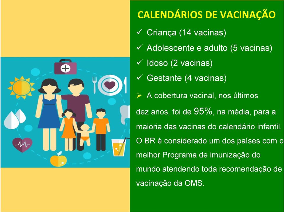 média, para a maioria das vacinas do calendário infantil.