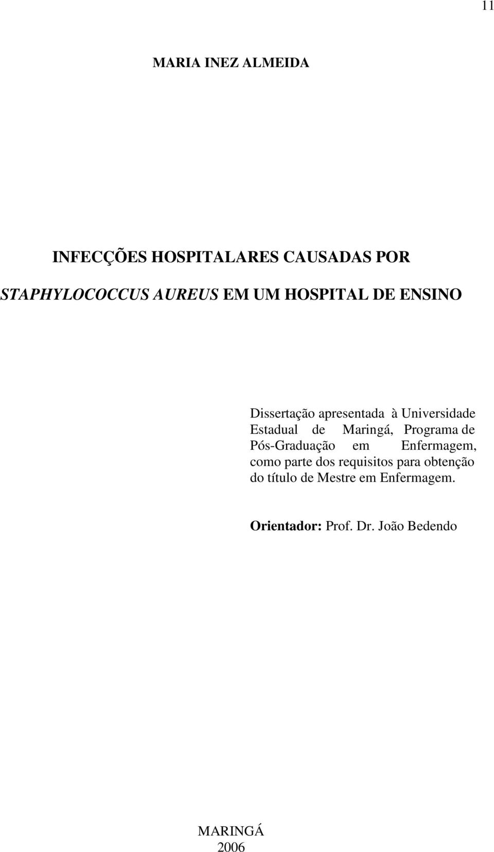 Maringá, Programa de Pós-Graduação em Enfermagem, como parte dos requisitos para