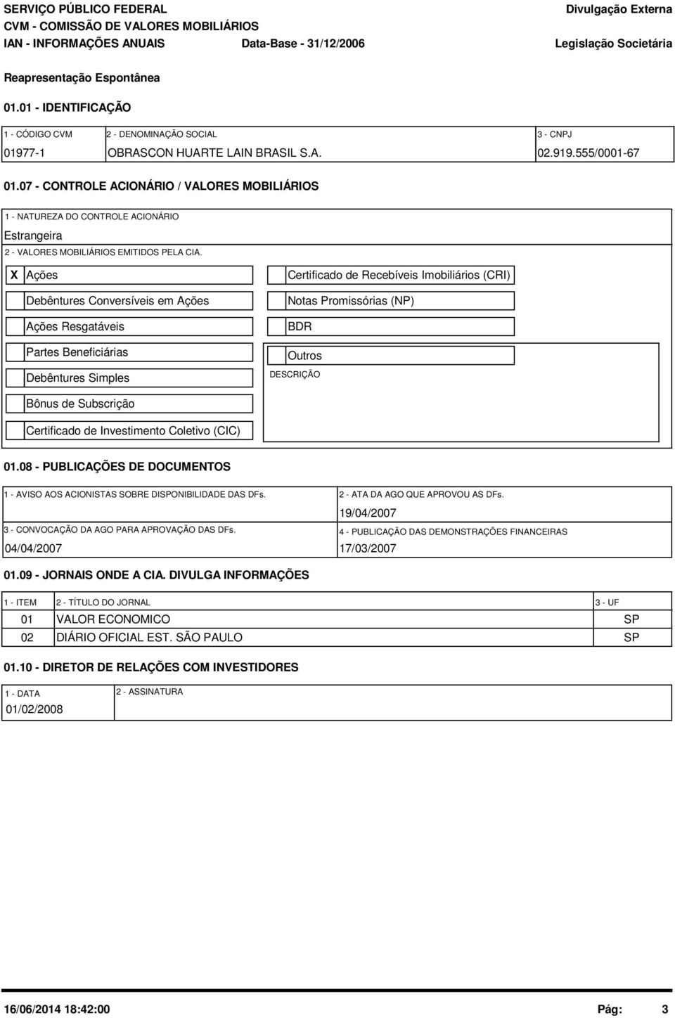 X Ações Debêntures Conversíveis em Ações Ações Resgatáveis Partes Beneficiárias Debêntures Simples Bônus de Subscrição Certificado de Investimento Coletivo (CIC) Certificado de Recebíveis