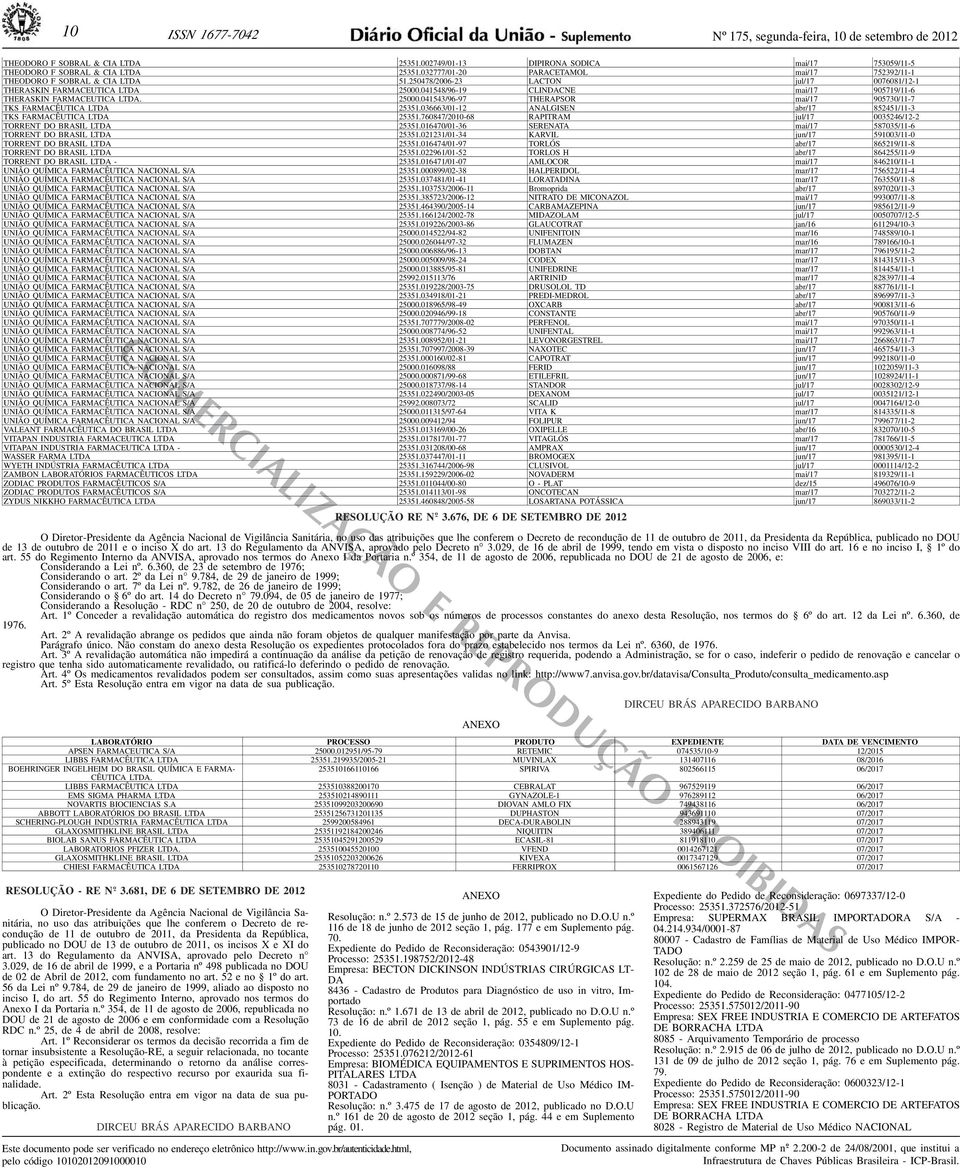 FARMACEUTICA LTDA 25000041543/96-97 THERAPSOR mai/17 905730 / 11-7 TKS FARMACÊUTICA LTDA 25351036663/01-12 ANALGISEN abr/17 852451 / 11-3 TKS FARMACÊUTICA LTDA 25351760847/2010-68 RAPITRAM jul/17