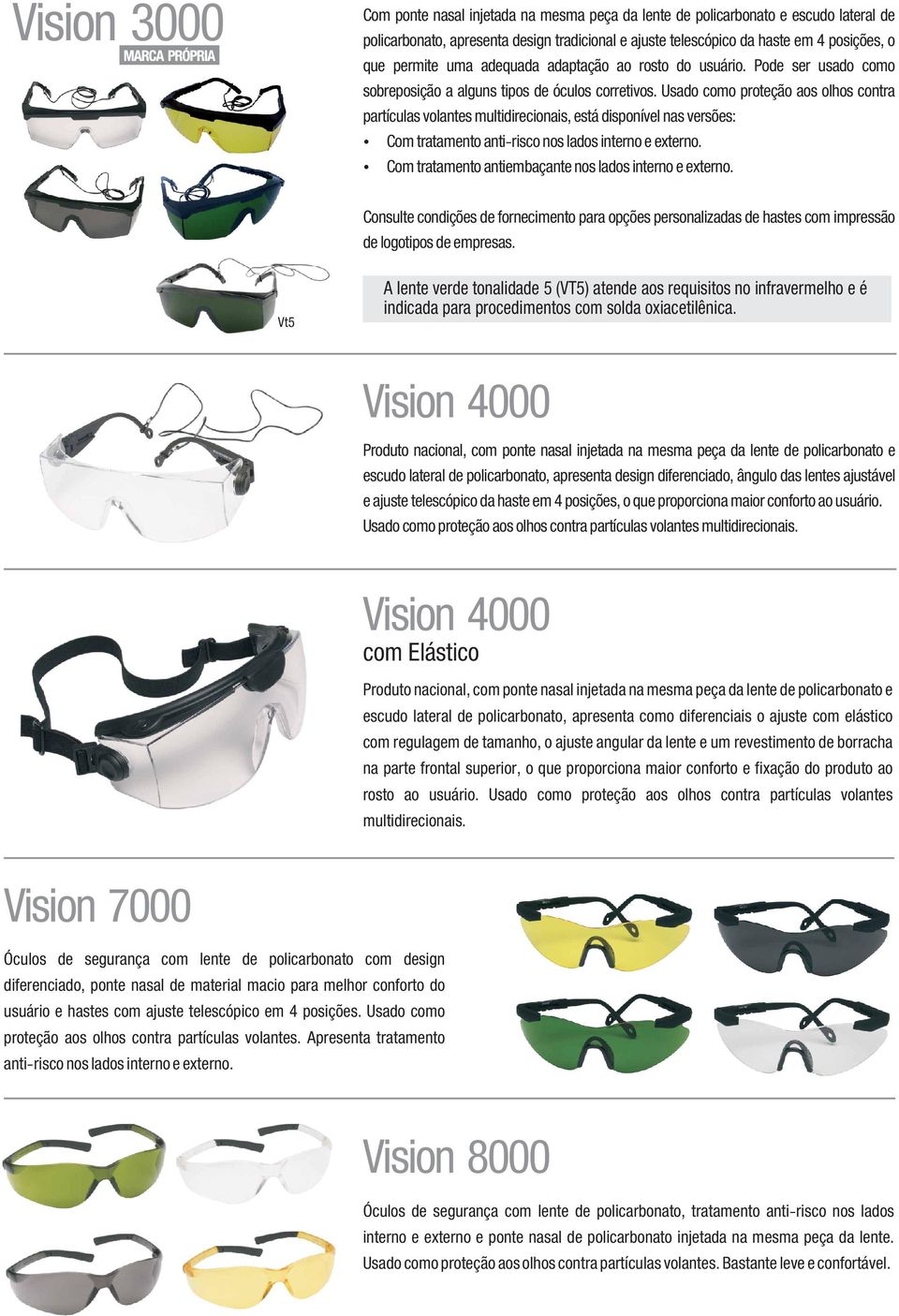 Usado como proteção aos olhos contra partículas volantes multidirecionais, está disponível nas versões: Com tratamento anti-risco nos lados interno e externo.