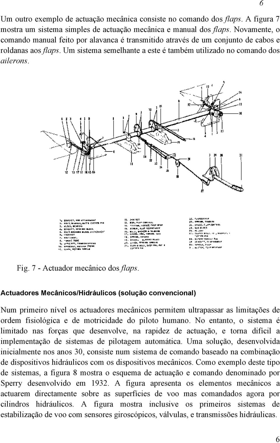 7 - Actuador mecânico dos flaps.