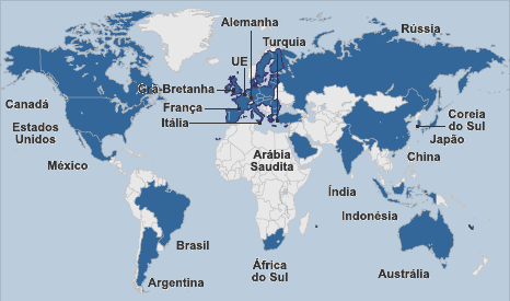 G20 - Financeiro O G20 (Grupo dos 20) é um grupo constituído por ministros da economia e presidentes de bancos centrais dos 19 países de economias mais desenvolvidas do mundo, mais a