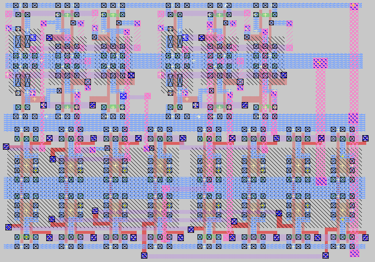 Após validar todas as portas lógicas que compõem o Decodificador 2X4 em si, pode-se utilizar dois desses como pré-decodificadores, com o intuito de se construir o layout do circuito do Decodificador