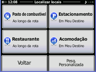 3.1.2.1 Pesquisando um Ponto de Interesse usando categorias pré-definidas A funcionalidade de pesquisa Pré-definida permite procurar rapidamente os tipos de Pontos de Interesse mais usados. 1.