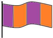 03. De quantas formas distintas podemos colorir as listras da bandeira que segue usando apenas as cores ROXO, LARANJA e VERDE?