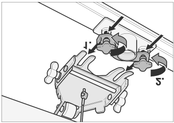Und. Montar o rodo de aspração Colocar os rodos de aspração no suporte de forma que a chapa perflada se localze por cma da suspensão. Apertar os manípulos.