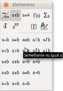 Isso exibe o caractere grego. Passo 2: Abra a janela Elementos (Exibir Elementos). Passo 3: O símbolo é uma relação, portanto clicamos no botão Relações.