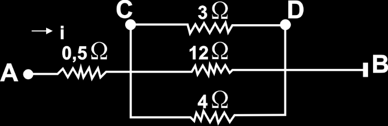 12 (F) o valor de V é 100 volts; (V) a corrente i2 vale 2,0 A; (F) a corrente i1 vale 3,0 A. 2) (UNICAP) Na figura 7, os pontos A e B estão submetidos a uma ddp de 4 volts.