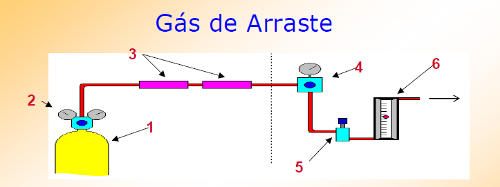 1. Cilindro de Gás 2. Regulador de pressão primário; 3. Traps ; 4.