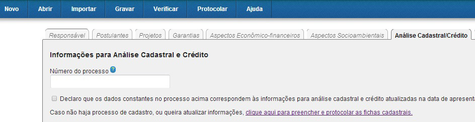 Para que o protocolo da CPE seja realizado, é necessário que o protocolo das Informações para Análise Cadastral e Crédito já tenha sido feito.