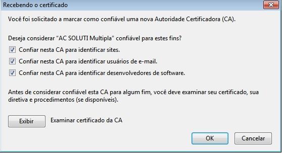 nesta CA para identificar desenvolvedores de softwere. Após clique em OK. Figura 4 Tela Recebendo o certificado.