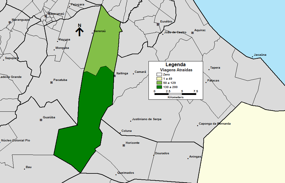 Figura 4.45: Viagens produzidas por zona de tráfego - Matriz OD sintética (Itaitinga) Figura 4.