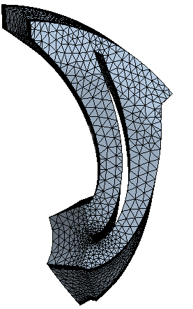 4.3 GERAÇÃO DAS MALHAS Com inserção de parâmetros para a definição do perfil meridional do impelidor quanto do difusor, obtém-se a partir do ANSYS CFX a geração automática da geometria da malha