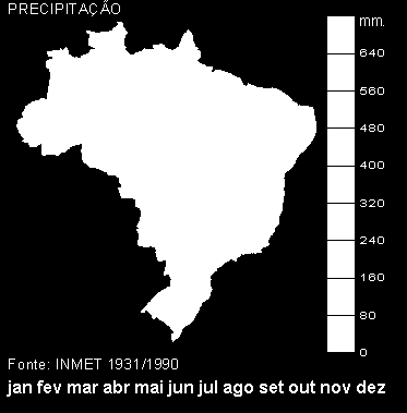 Ampla variação da precipitação no território brasileiro: