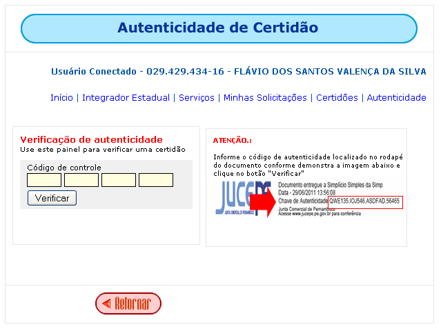 6º Através de uma chave de autenticação qualquer cidadão