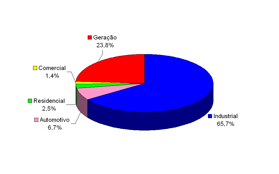 Consumo de Gás Natural, por Segmento (%) 2000 2006 Fonte: