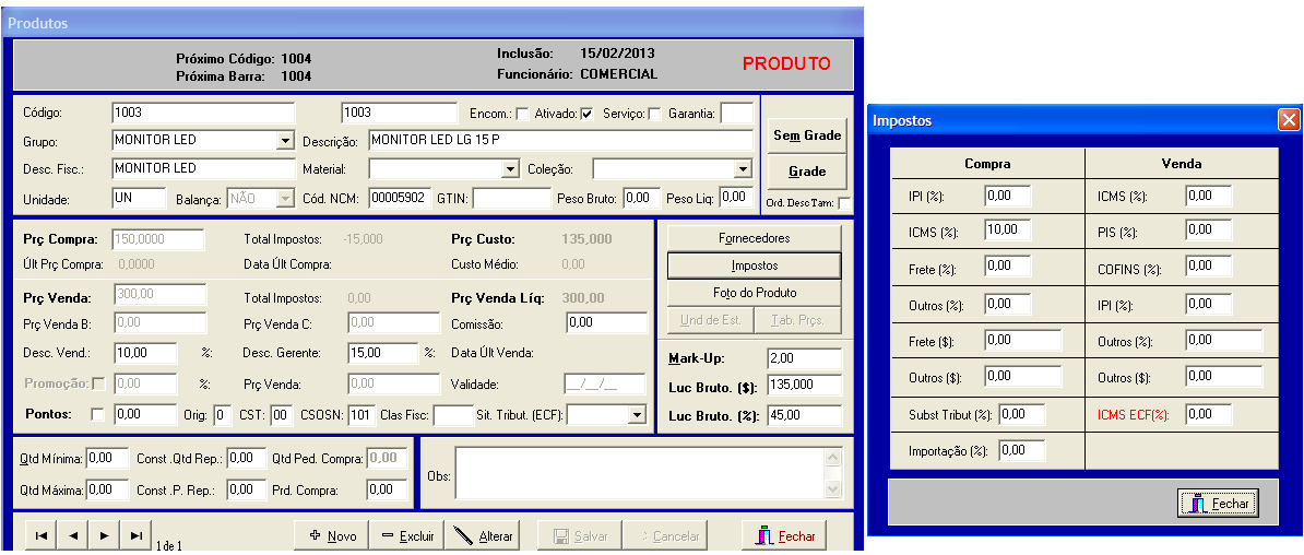 CREDITO update configuracao set custosomaicms=0 (Comando para habilitar credito para o.