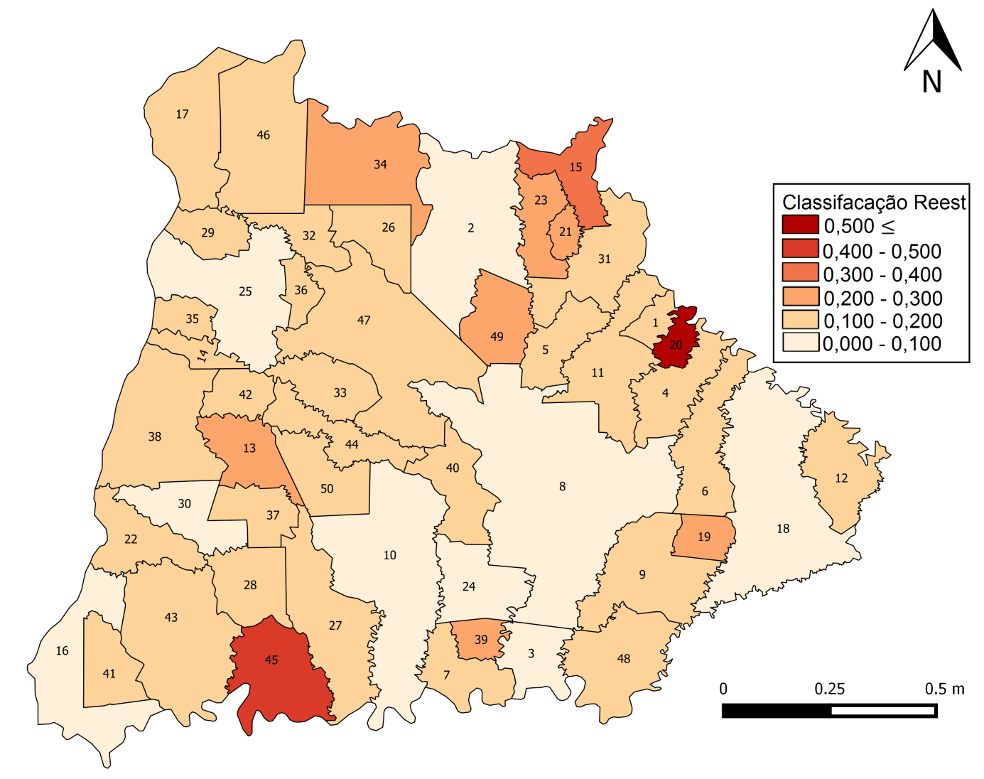 Figura 9 - Coeficiente de Reestruturação nos municípios da Mesorregião Oeste Paranaense 2003/2014 Fonte: Elaboração com base em dados do MTE/RAIS, 2015.