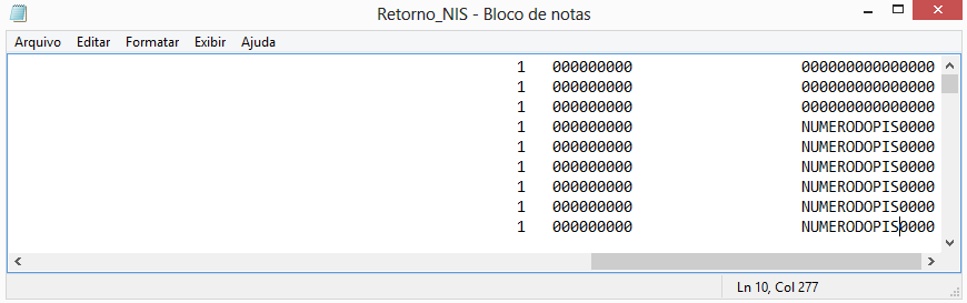 - No arquivo de retorno, os últimos 4 dígitos de cada linha (colunas de 277 a 280) se referem aos erros. Os códigos dos erros devem ser consultados no Anexo I, obtido no site da Caixa.