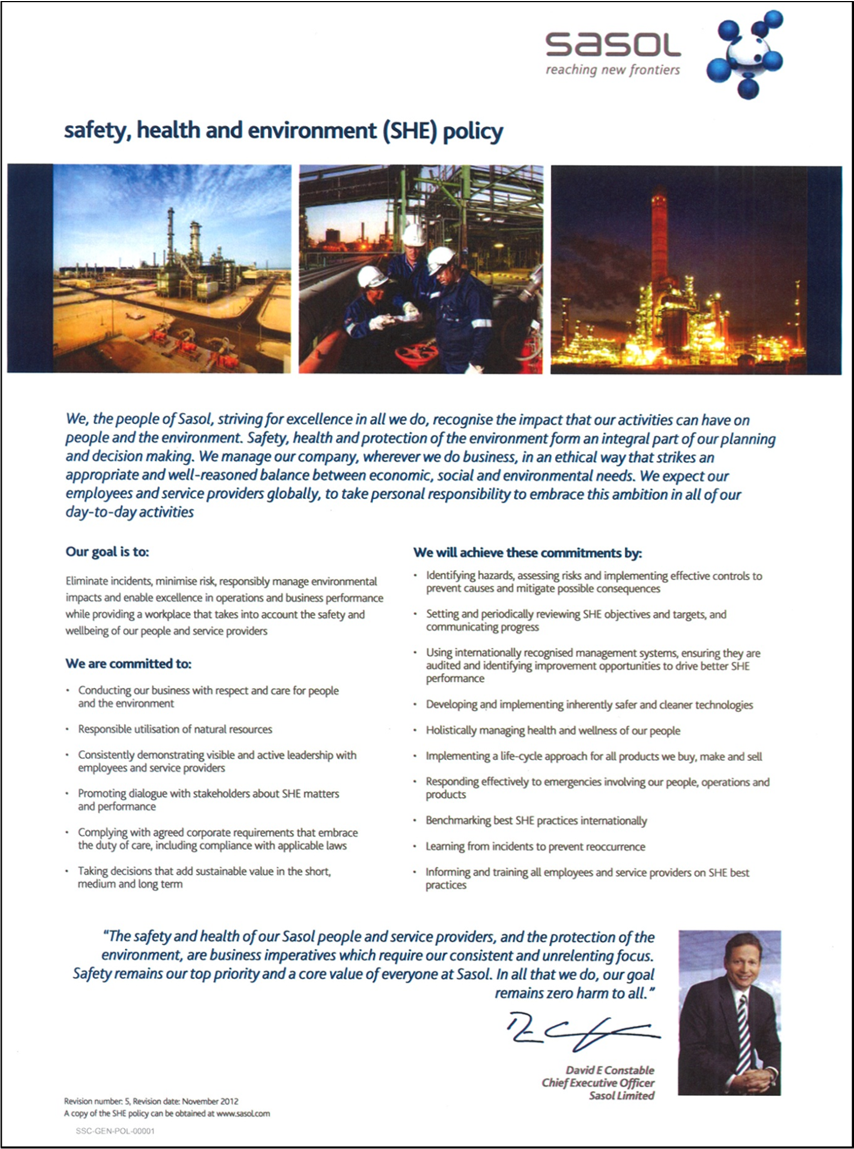 Sasol Petroleum Temane Plano de Gestão Ambiental para as Operações (PGA-o),