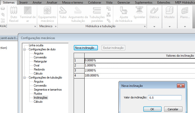 Defina no editor de inclinação, o valor de inclinação ; e o sentido da inclinação, através do botão ponto de controle da inclinação. Depois clique no botão concluir. *** obs.