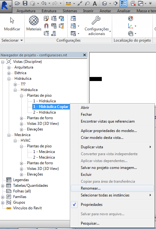 selecione a planta de piso 1- esgoto e em Propriedades,