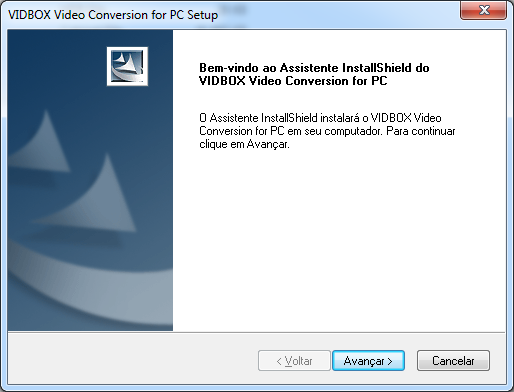 7. Video Conversion for PC 3. Instalação do Video Conversion for PC 3.1. Instalação do Video Conversion for PC 3.1.1. Insira o CD de instalação na unidade de CD/DVD do seu computador.