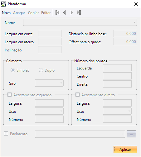 Na parte inferior, encontra-se os campos que definem um seção-tipo: Nome: nome da seção-tipo atual. Descrição: descrição da seção-tipo. Tabela: lista os objetos que compõem a seção-tipo.