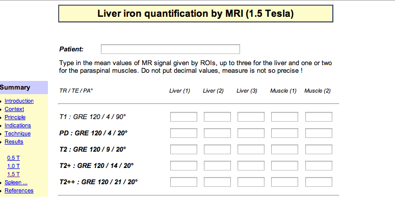 html Resultado: Liver Iron Concentration em