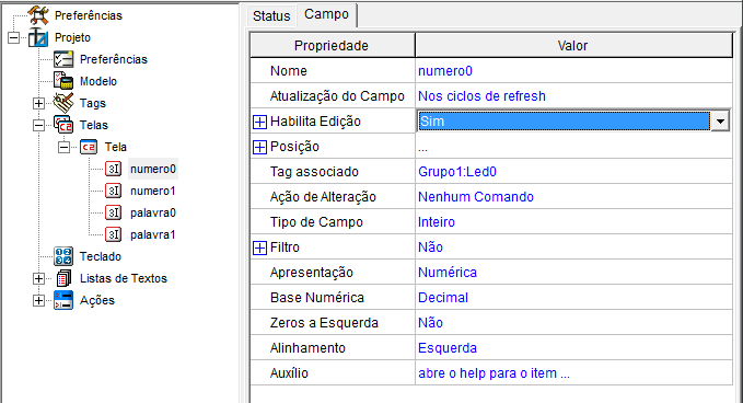 Programação Natela TelaA,crie4camposdedadosdotipoInteiro: Nome: numero0