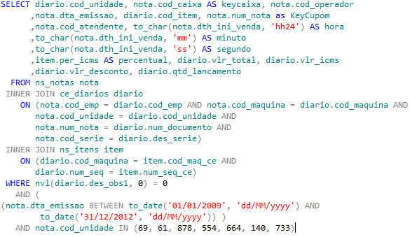 O processo de ETL inicia com a execução da consulta dos dados do cliente no banco de dados Oracle hospedado na matriz do cliente ver Ilustração 54 (1).