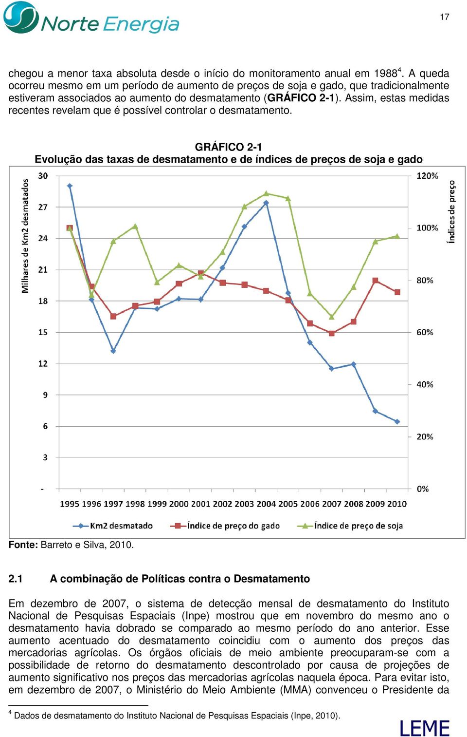 Assim, estas medidas recentes revelam que é possível controlar o desmatamento. GRÁFICO 2-