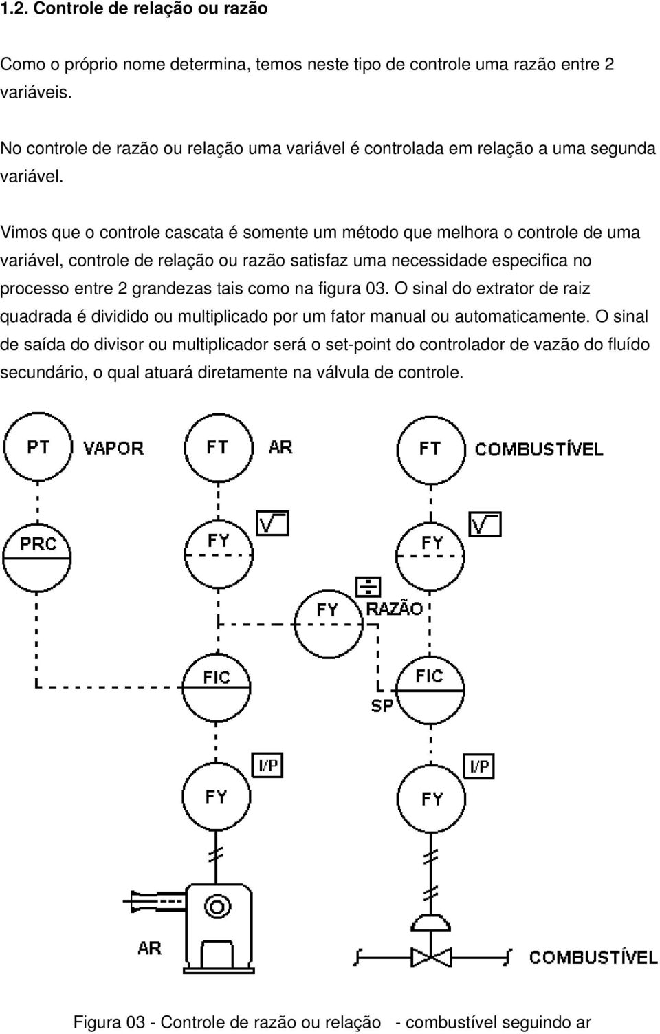 Vimos que o controle cascata é somente um método que melhora o controle de uma variável, controle de relação ou razão satisfaz uma necessidade especifica no processo entre 2 grandezas