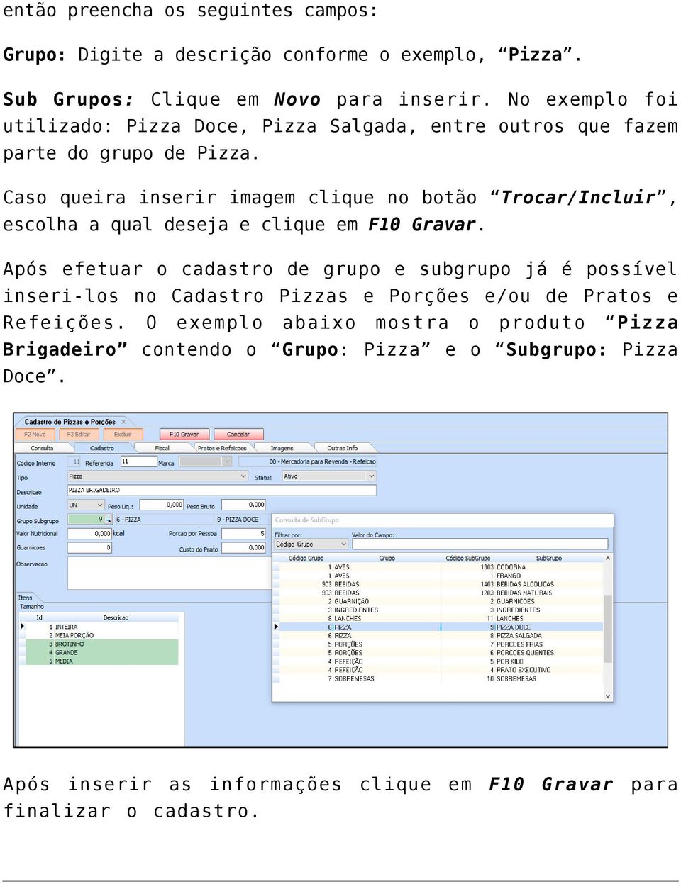 Caso queira inserir imagem clique no botão Trocar/Incluir, escolha a qual deseja e clique em F10 Gravar.