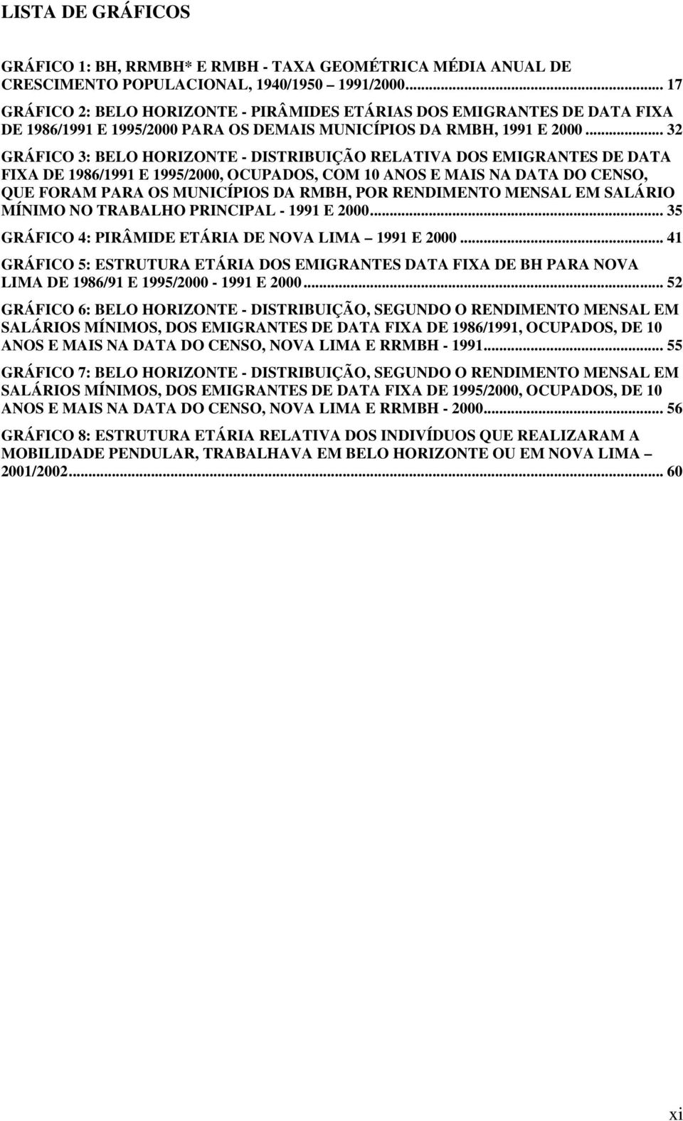 .. 32 GRÁFICO 3: BELO HORIZONTE - DISTRIBUIÇÃO RELATIVA DOS EMIGRANTES DE DATA FIXA DE 1986/1991 E 1995/2000, OCUPADOS, COM 10 ANOS E MAIS NA DATA DO CENSO, QUE FORAM PARA OS MUNICÍPIOS DA RMBH, POR