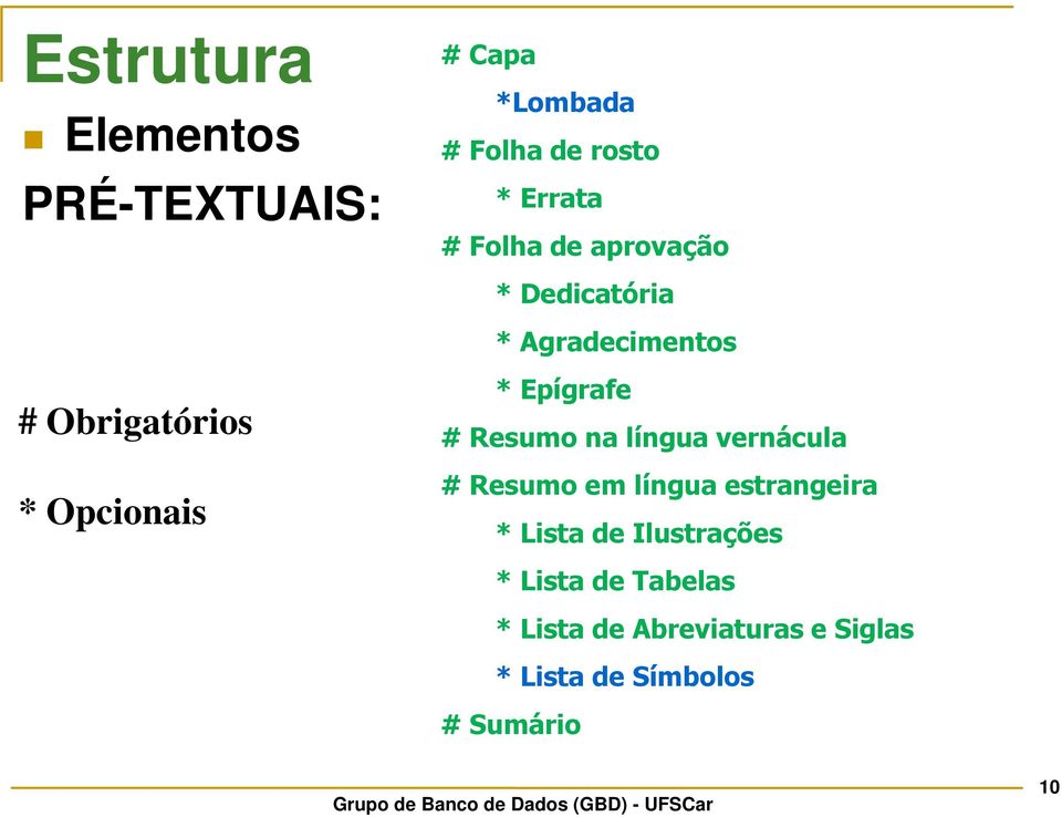 Resumo na língua vernácula # Resumo em língua estrangeira * Lista de Ilustrações