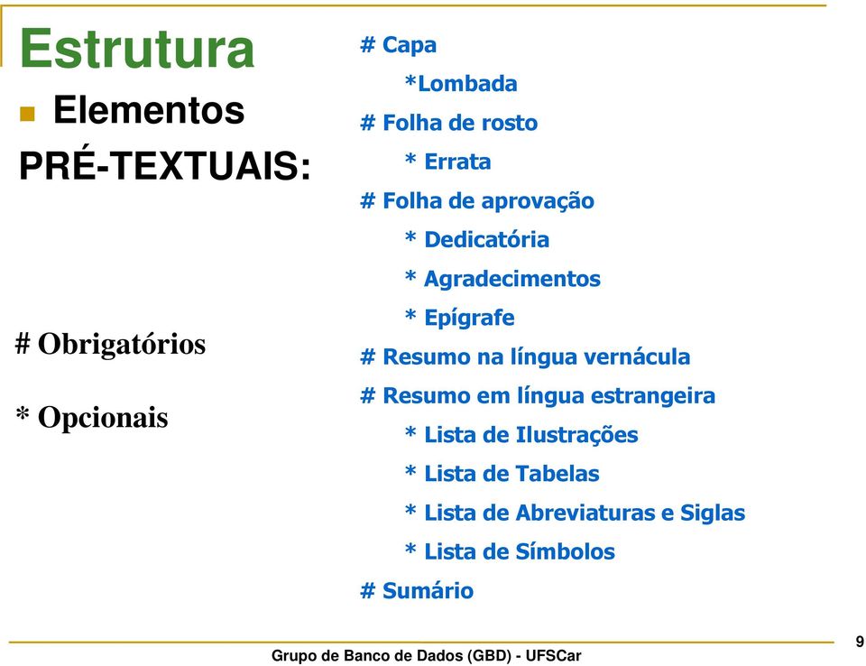 Resumo na língua vernácula # Resumo em língua estrangeira * Lista de Ilustrações