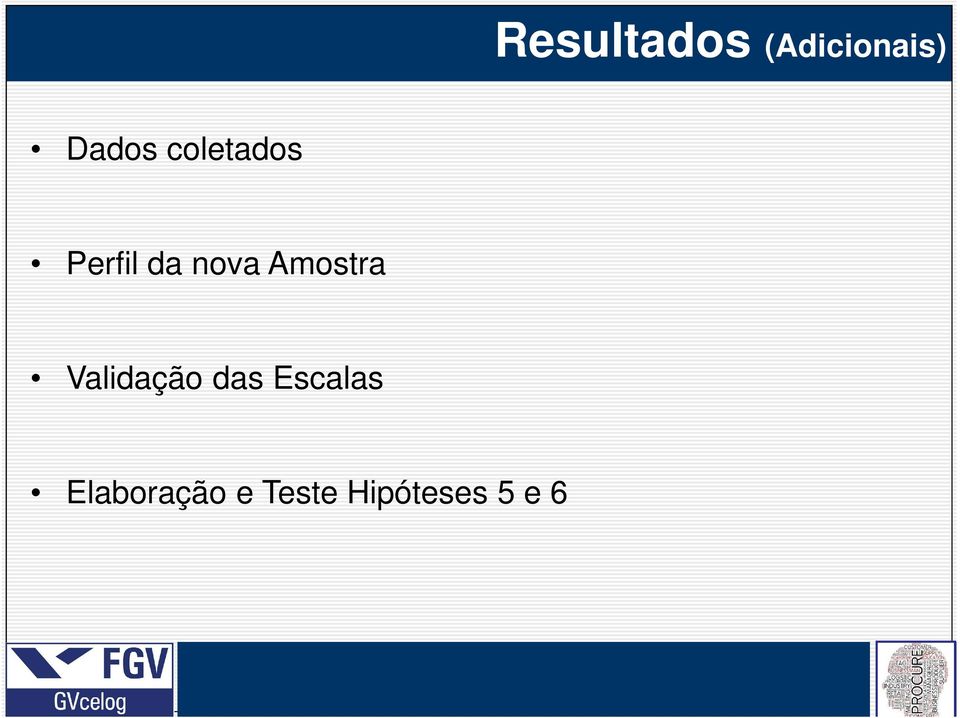 Amostra Validação das Escalas