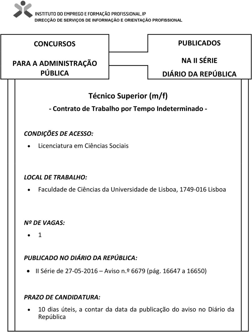 Sociais Faculdade de Ciências da Universidade de Lisboa,