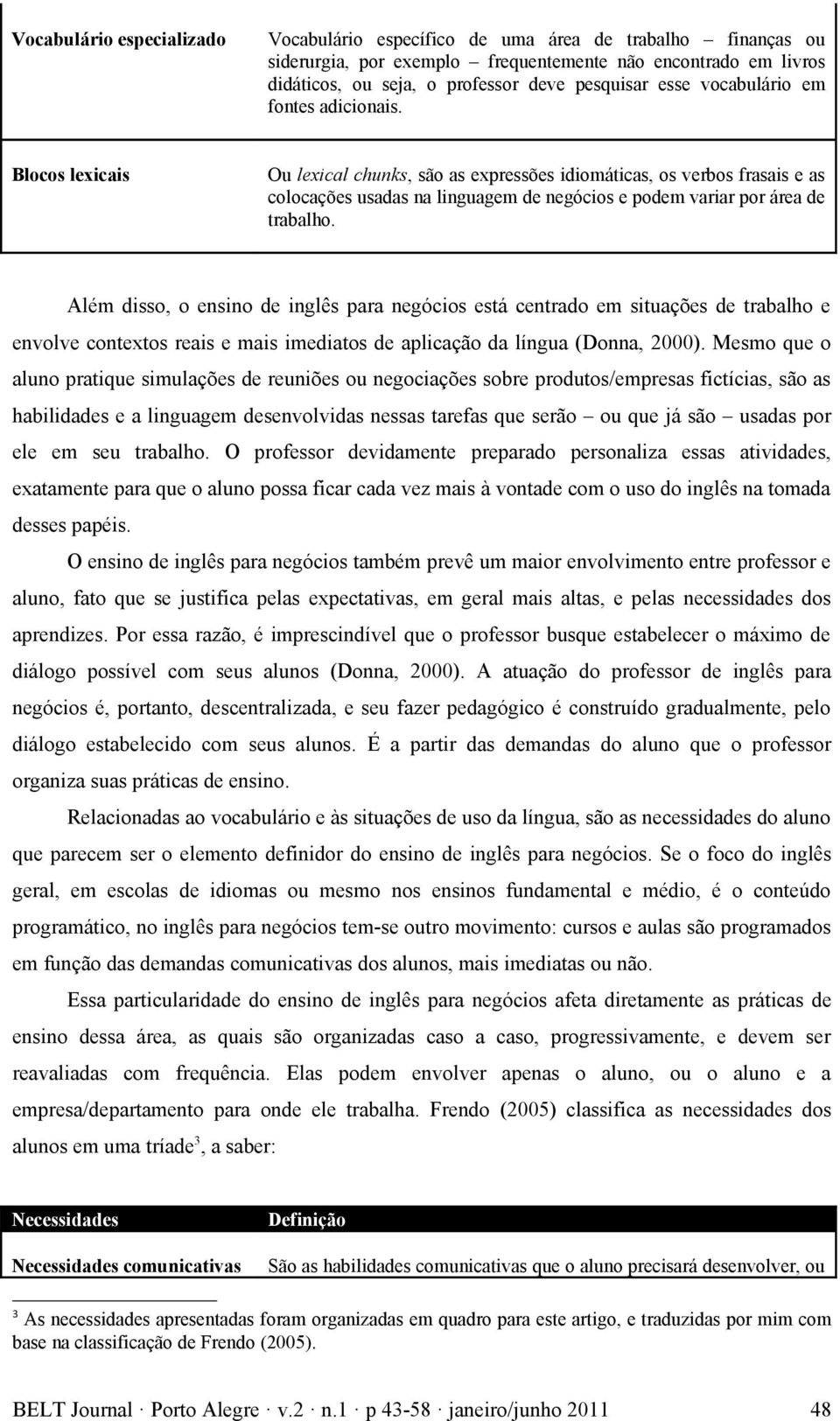 Blocos lexicais Ou lexical chunks, são as expressões idiomáticas, os verbos frasais e as colocações usadas na linguagem de negócios e podem variar por área de trabalho.