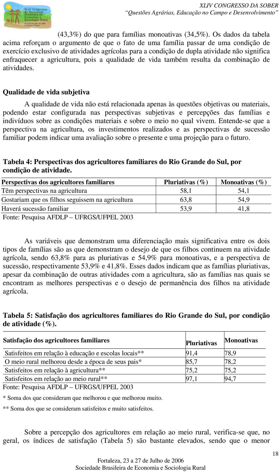 enfraquecer a agricultura, pois a qualidade de vida também resulta da combinação de atividades.