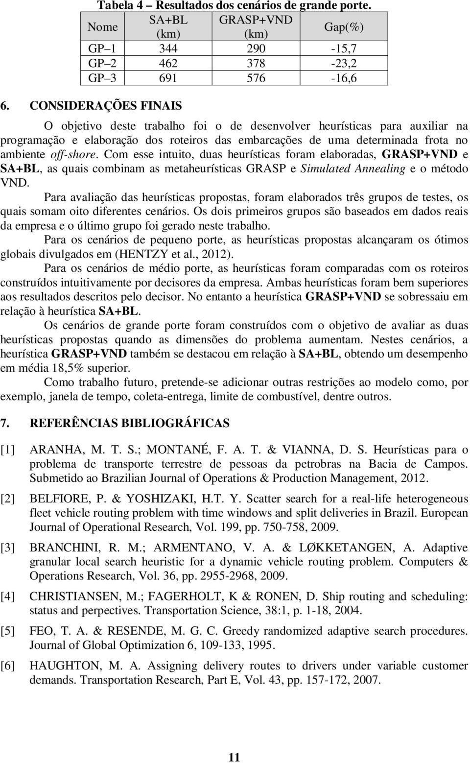 Com esse intuito, duas heurísticas foram elaboradas, GRASP+VND e SA+BL, as quais combinam as metaheurísticas GRASP e Simulated Annealing e o método VND.