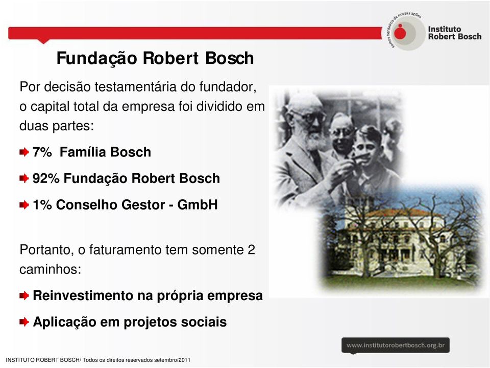Fundação Robert Bosch 1% Conselho Gestor - GmbH Portanto, o faturamento