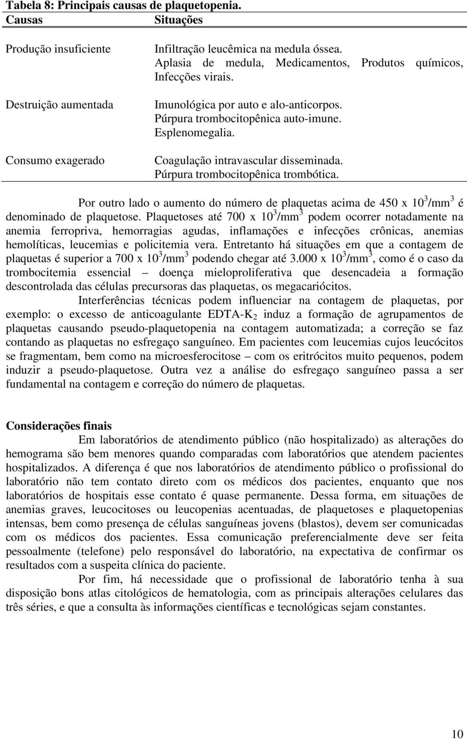 Púrpura trombocitopênica trombótica. Por outro lado o aumento do número de plaquetas acima de 450 x 10 3 /mm 3 é denominado de plaquetose.